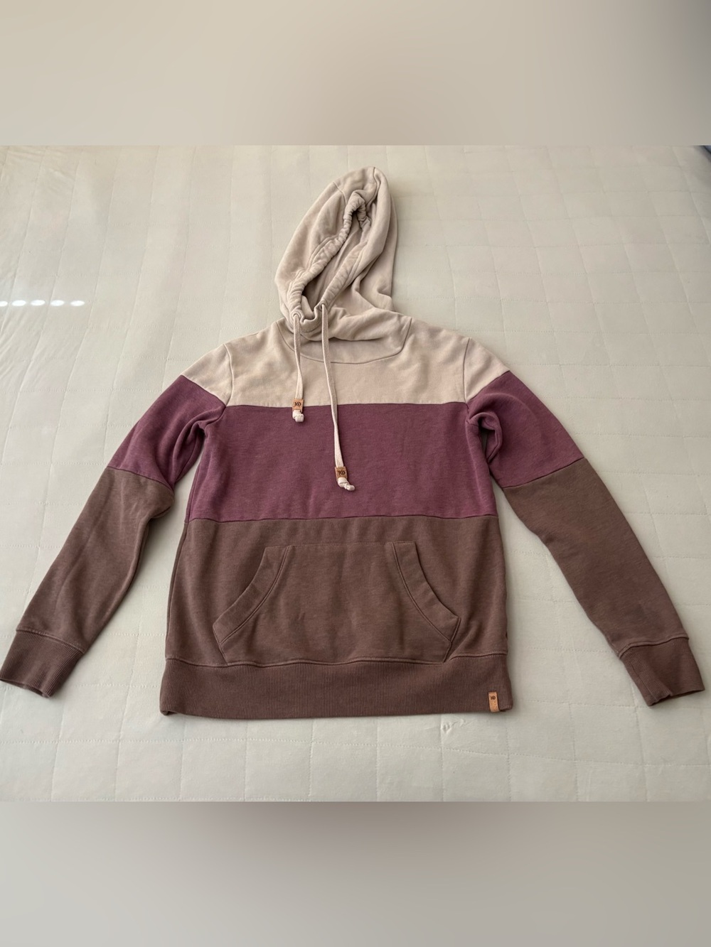 Tentree Colorblock Hooded Women’s sweatshirt - Cream, Mauve, Brown